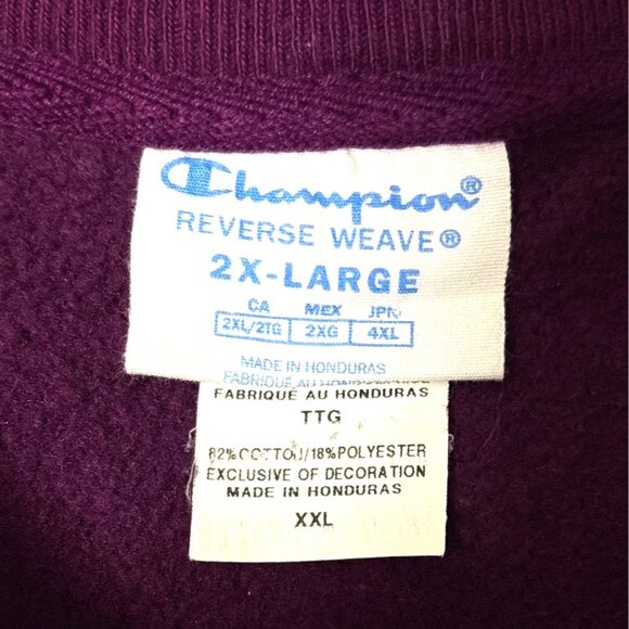 Vtg 90’s Champion Reverse Weave Plum Crewneck Sweatshirt XXLarge Casual Pullover - Picture 3 of 6